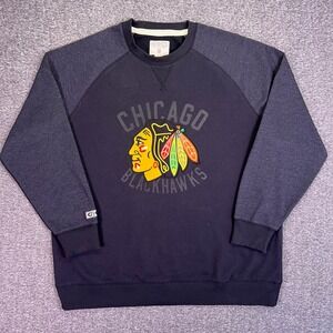 CCM Chicago Blackhawks Sweatshirt Mens 2XL Black Raglan NHL Hockey Pullover Logo